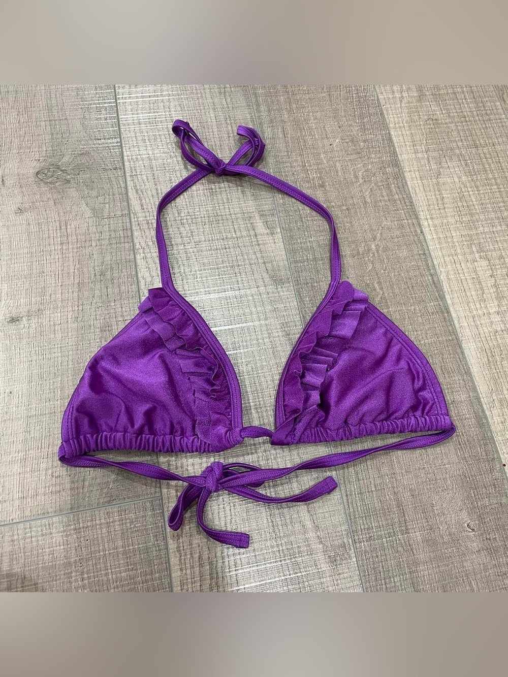 Target Purple Satin Triangle Bikini Top
